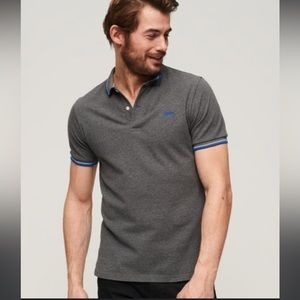 Aeropostale  Shirt Mens polo grey blue size Small  collar button short